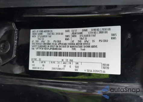2018 Ford F-150 Xlt z USA, uszkodzony, nr VIN 1FTFX1E51JFB48334